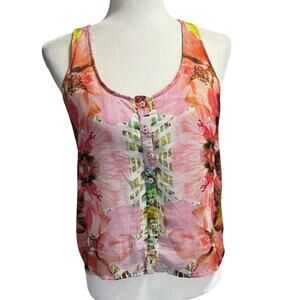 KAS New York x Anthropologie Floral Racerback Tank Top Size S